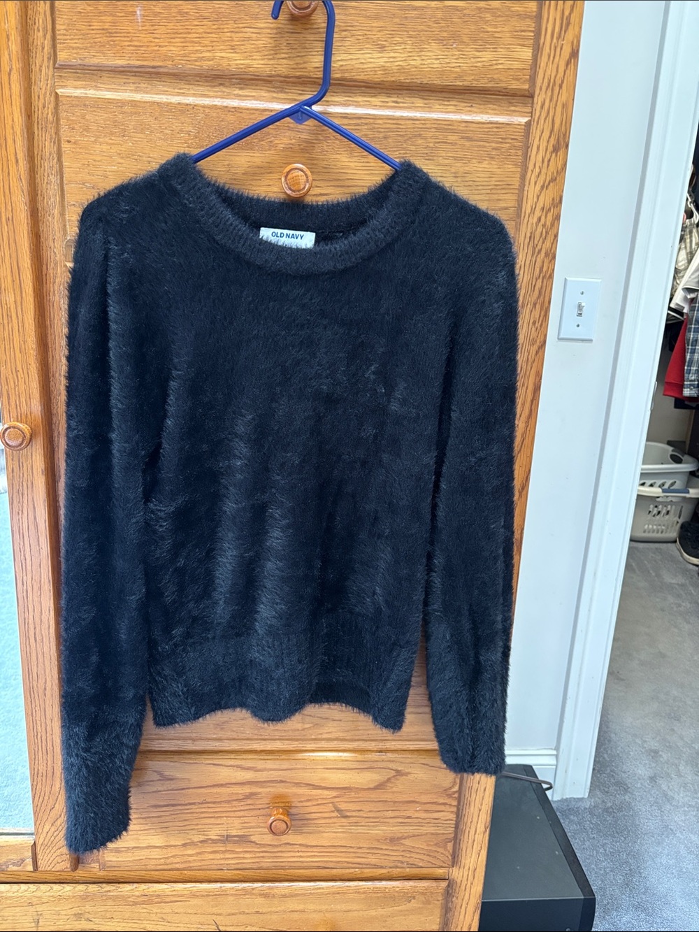 Old Navy Black Fuzzy Crewneck Sweater